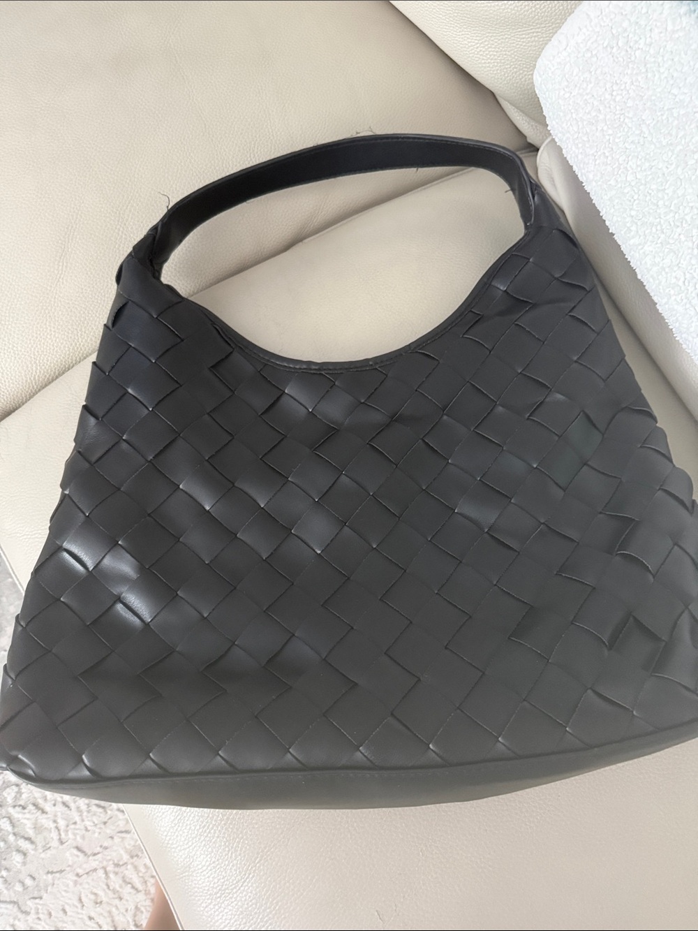 Black Woven Shoulder Bag - Women